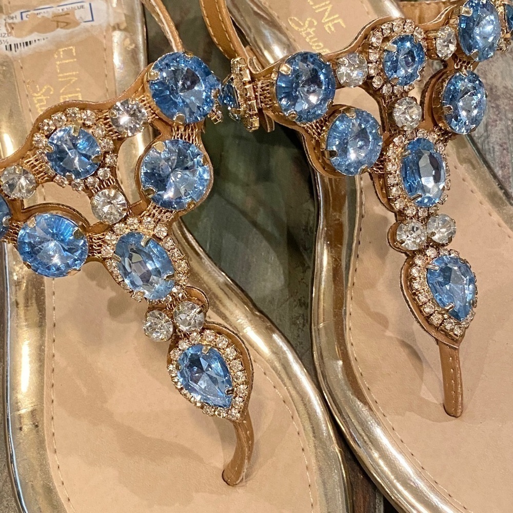 Madeline Stuart MsPinky Bling Faux Rhinestone Gemstone Flip Flop Sandals Sz 5.5 - Picture 4 of 10